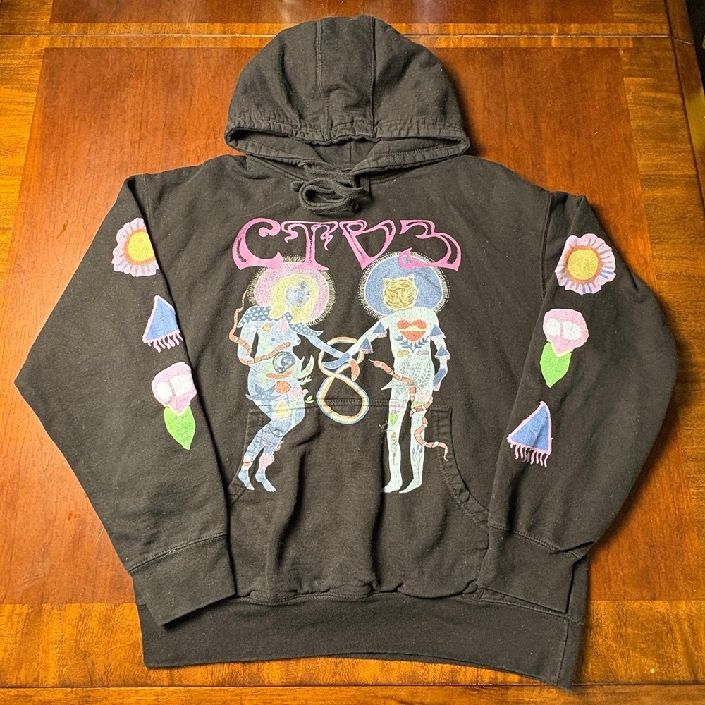 CTV3 Jaden Smith Psychedelic Graphic Pullover Hoodie Black Large 23x25